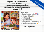 Wpisy do dziennika dla ucznia z niepełnosprawnością w stopniu umiarkowanym klasy 1-3