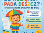 Karta pracy: „Co robię, gdy pada deszcz?” – rysowanie, kolorowanie.