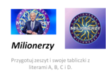 Gra Milionerzy - zadania z egzaminu ósmoklasisty z roku 2021