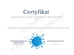 Certyfikat dla ucznia - "Akademia Pana Kleksa"