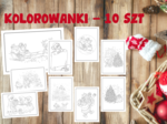 Kolorowanki świąteczne - Mikołaj, Choinka i Prezenty