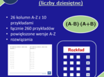 Wzór algebraiczny (A+B)(A-B), rozkład (liczby dziesiętne) | matematyka, algebra | 26 kolumn