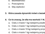 karta pracy/kartkówka/sprawdzian I, II, III zasada dynamiki.