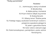 "Śluby panieńskie" - krzyżówka z odpowiedziami