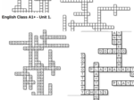 English Class A1+ – Unit 1 – krzyżówki – Przedmioty szkolne_Przybory szkolne/Out of class/Wyrażenia z czasownikami 'do' i 'play'/Miejsca w szkole