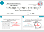 REDUKCJA WYRAZÓW PODOBNYCH, wyrażenia algebraiczne / stacja zadaniowa / KARTY PRACY kl.6 – kl. 8 PDF / ponad 60 przykładów + ROZWIĄZANIA