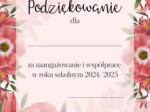 PODZIĘKOWANIA ROK SZKOLNY