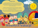 Wakacje, Zakończenie roku szkolnego, życzenia "Udanych wakacji" Plakat XXL