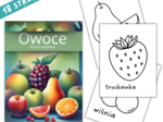 Kolorowanki OWOCE z opisaną nazwą - 18 stron PDF