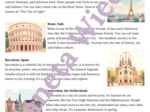 🌞WAKACYJNY QUIZ - MIASTA EUROPEJSKIE🌞 KARTA PRACY – SUMMER HOLIDAY – KLASY 4-8 SZKOŁY PODSTAWOWEJ- PODSTAWOWE FAKTY O TURYSTYCZNYCH MIASTACH/ ATRAKCJACH, TEKSTY I QUIZ WIEDZY - RZYM, BARCELONA, PARYŻ, AMSTERDAM, ATENY, PRAWDA/FAŁSZ, DYSKUSJA W PARACH + O