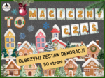 OLBRZYMI ZESTAW Dekoracji Bożonarodzeniowych do Druku – Domki, Choinki, Napis, Girlanda - na gazetkę - 50 stron!