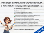 Plan zajęć dydaktyczno-wyrównawczych z matematyki i języka polskiego w klasach 1-3 (1 godzina w tygodniu) - propozycje, inspiracje do wpisów do dziennika.