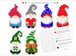 Kodowanki zimowe, świąteczne- ZESTAW 6 szt, Krasnale/skrzaty/gnomy, Święta, Boże Narodzenie, Mikołaj, zima, odkoduj zimę