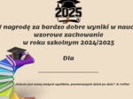 Wklejki do nagród książkowych dla uczniów na koniec roku szkolnego 2024/2025