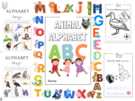 Alfabet - Gra Bingo oraz Alphabet with Animals, 3 w 1, książeczka-kolorowanka do nauki alfabetu, pisania nazw zwierząt i przymiotników