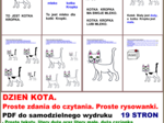 DZIEŃ KOTA. Proste zdania do czytania. Proste rysowanki. PDF do samodzielnego wydruku.