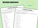 Wyrażenia algebraiczne, upraszczanie, obliczanie wartości liczbowej, klasa 7, karta pracy z hasłem