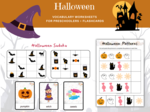 Halloween for Preschoolers Worksheets + Flashcards - Halloween dla przedszkolaka, język angielski, karty pracy, karty obrazkowe