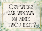 Czy wiesz jak wpływa na mnie twój hejt?