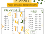 Plakaty - kwadraty liczb, pierwiastki drugiego stopnia, tabliczka mnożenia.