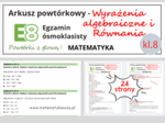 ARKUSZ POWTÓRKOWY kl.8 – WYRAŻENIA ALGEBRAICZNE, RÓWNANIA i PROPORCJE + odpowiedzi / Wymagania na 2025 rok