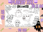 Plakat do kolorowania na Halloween w wersji XXL| 16 stron A4| Świetna zabawa gwarantowana!