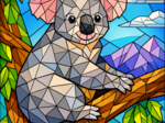 Kolorowanki typu: mozaika, low poly, witraż – zwierzęta: koala, kapibara, koń, kangur, królik, kot (6 kart)
