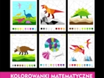 KOLOROWANKA MATEMATYCZNA, dodawanie i odejmowanie od 1-10 , 1-20, zestaw na dzień dinozaura