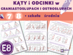 Odcinki i kąty w graniastosłupach i ostrosłupach - notatka dla ucznia i materiał pokazowy dla nauczyciela.
