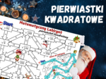 MATEMATYCZNY LABIRYNT - pierwiastek kwadratowy, klasa 7-8, karta pracy, Boże Narodzenie, Święta, Mikołajki, zima