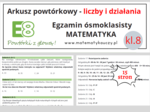 ARKUSZ POWTÓRKOWY kl.8 - LICZBY i DZIAŁANIA + odpowiedzi / Wymagania na 2025 rok