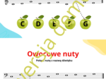 Muzyka-nauka nut, nazwy dźwięków (c-g) w kluczu wiolinowym i basowym
