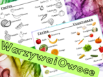 Warzywa i Owoce - angielska wklejka do zeszytu - PLAKAT