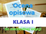 Oceny opisowe na świadectwa – klasa 1
