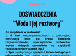 Chemia. Klasa 7. Doświadczenia. Woda i jej roztwory. Dzień Wody 22 marca.