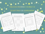 Tabliczka mnożenia 1-10 oraz 1-12, do uzupełniania pustych pól-zestaw. Dzień tabliczki mnożenia, nauka, powtórka