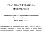 Plan pracy pedagoga specjalnego