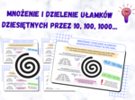 Mnożenie i dzielenie ułamków dziesiętnych przez 10,100,1000 - plakat + wklejki