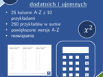 Kwadrat liczb dziesiętnych dodatnich i ujemnych | matematyka | 26 kolumn