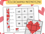 WALENTYNKOWA KOLOROWANKA MATEMATYCZNA - działania na liczbach całkowitych. [dodawanie, odejmowanie, mnożenie, dzielenie]