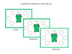 Segregacja Śmieci - plansze z ćwiczeniem na zajęcia z ekologii na Dzień Ziemi w 3 wersjach językowych - polski, angielski, francuski, Earth Day, Waste Segregation, Jour de la Terre, Tri des déchets