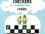 Checkers warcaby szachy gra planszowa Dzień Świętego Patryka St Patrick's Day. Dobra rozgrzewka językowa