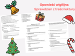 Opowieść wigilijna - sprawdzian z treści lektury