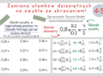 Zamiana ułamka dziesiętnego na ułamek zwykły ze skracaniem / KARTY PRACY kl.4 – kl.5 PDF + ROZWIĄZANIA
