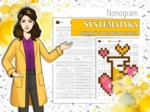 Chemia. Klasa 8. Systematyka związków nieorganicznych. Kolorowanka chemiczna. Nonogram. Walentynki. Święto zakochanych. Karta pracy. Zadanie.