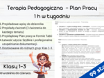Terapia Pedagogiczna - Plan Pracy - 1 h w tygodniu - Klasy 1-3