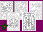 🎄✨🎅❄️Świąteczne WITRAŻE – Kolorowanki (34 szt.) - 🎀🌲Boże Narodzenie - zima - biblioteka - świetlica