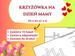 Krzyżówka na Dzień Mamy 💐❤️ – język polski, godzina wychowawcza, świetlica, edukacja wczesnoszkolna