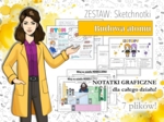 Klasa 7. Chemia. Budowa atomu. Budowa materii. Jak to jest połączone. Sketchnotki/Notatki graficzne do całego działu. PAKIET! Karta pracy. Zadanie. Bajkowa chemia.
