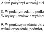 Części zdania - zadania typu egzaminacyjnego